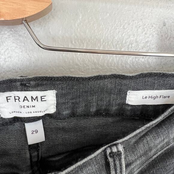 Frame Jeans Women's Le High Flare Size 29 Black Raw Hem Black Cropped High Waist - Picture 9 of 11
